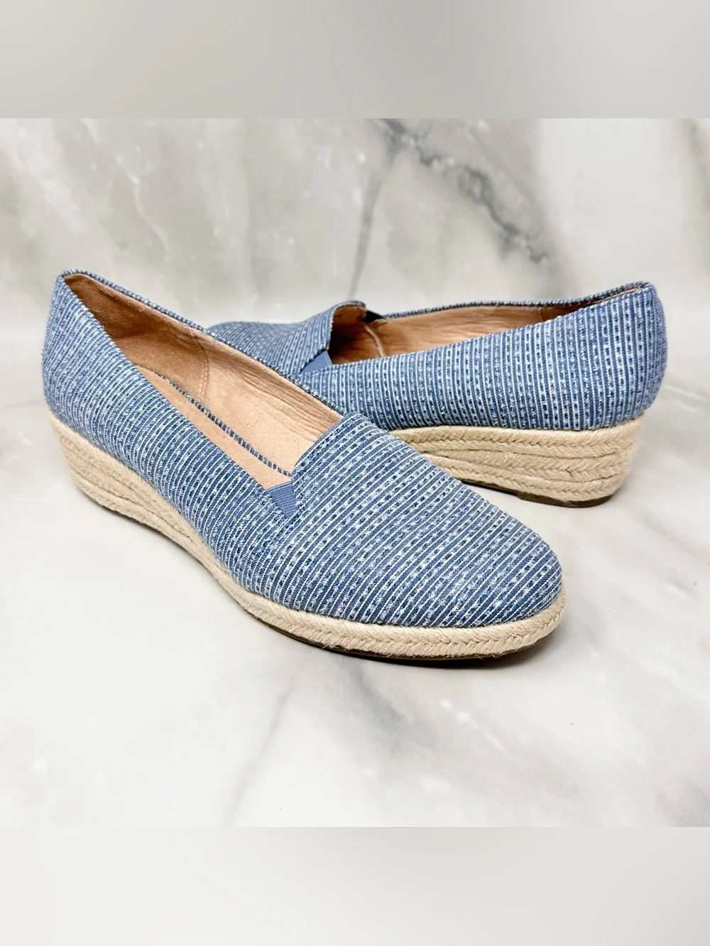 Life Stride Canvas Slip On Kamilla Wedge Espadrilles 9.5 Wide